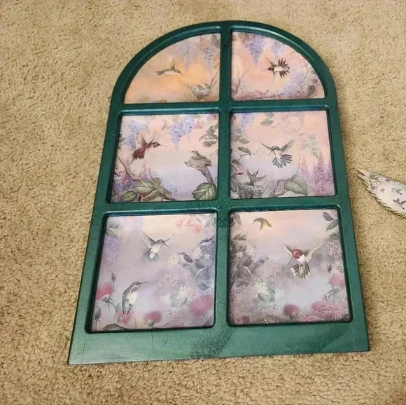 The Bradford Exchange Garden Little Jewels Hummingbird Plates Window Wall Decor - Picture 1 of 6